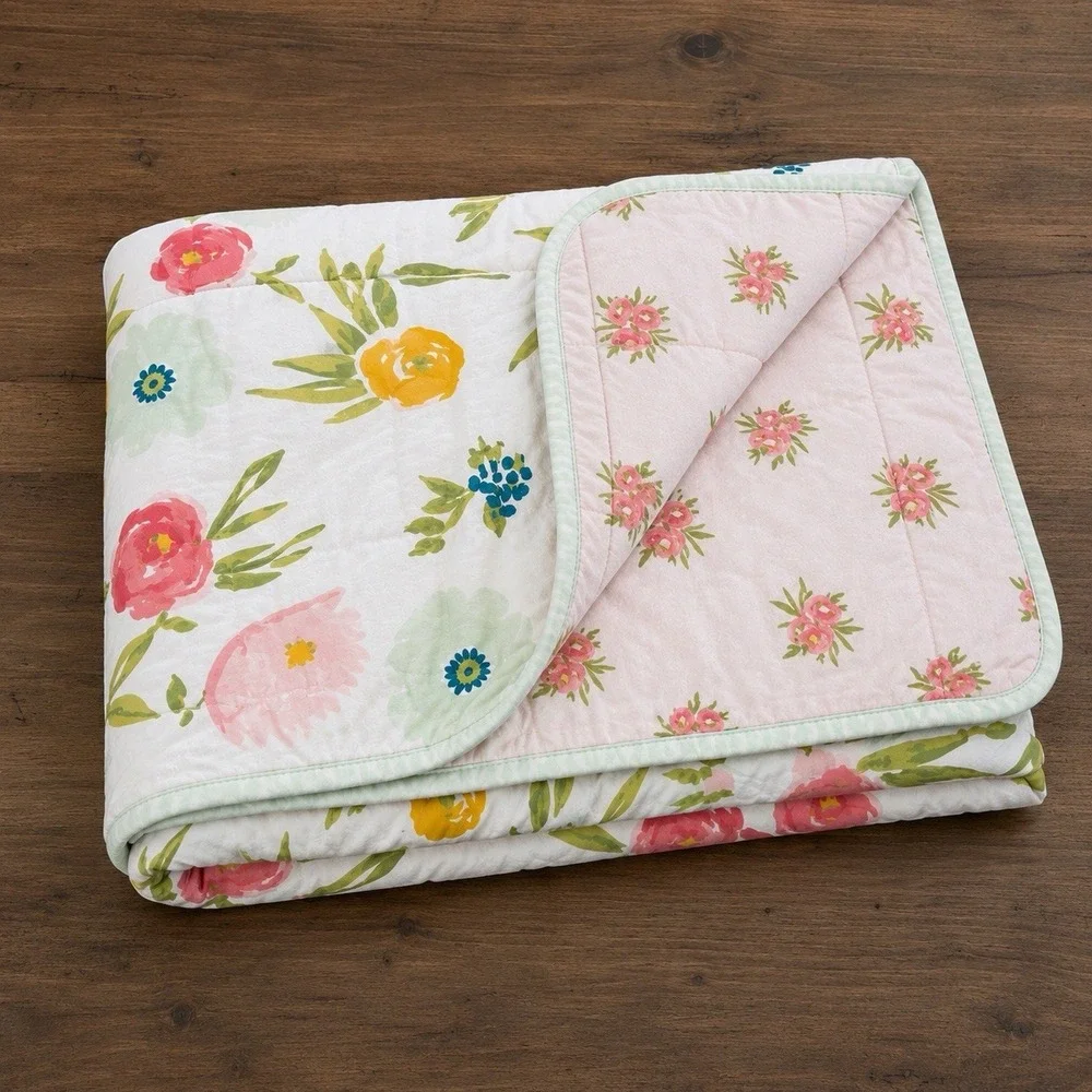 Target Cloud Island Floral Field Baby Blanket Quilted Reversible Flowers Pinks